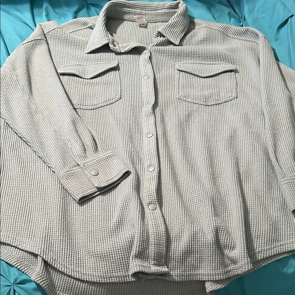 Men's Gray Waffle Knit Shirt
